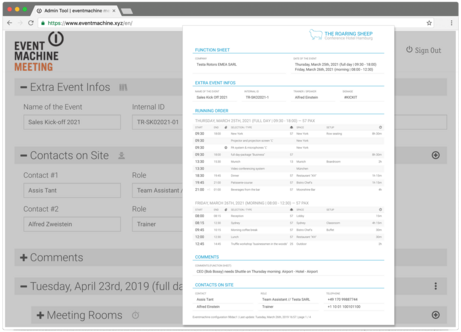 Function sheet template for hotel & venue - eventmachine