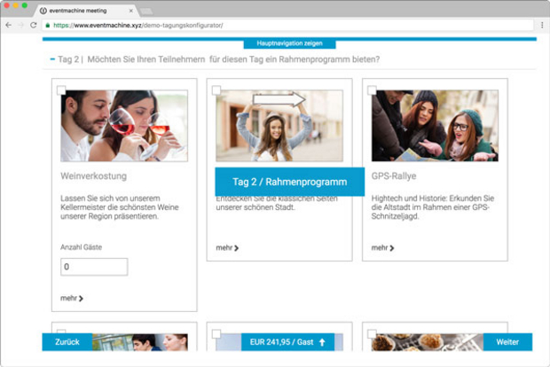 Eventplanung mit Software direkt auf der Location-Website - eventmachine
