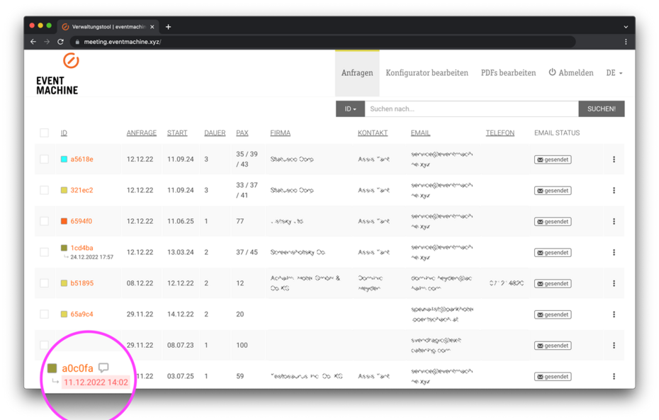 Erweiterte Listenansicht mit Angebot Status & Filter Erweiterte Listenansicht mit Angebot Status & Filter