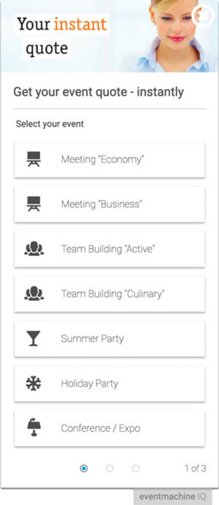 Dynamically automate individual instant quotes for different types of events