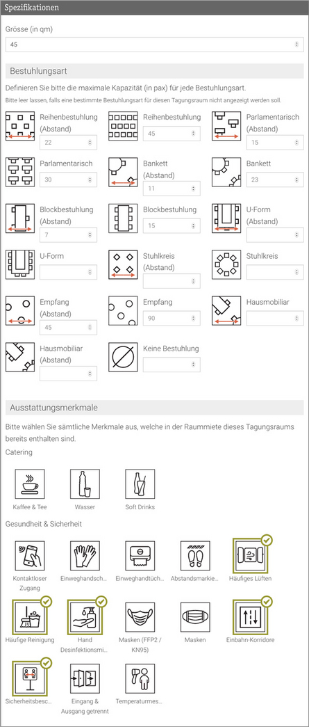 Neue Features für Bestuhlung "mit Abstand" & Hygiene-Konzept