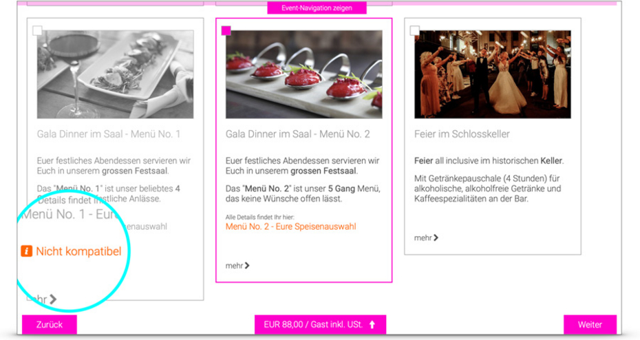 Optimiertes Verhalten & Design nicht-kompatibler Optionen und Upgrades Optimiertes Verhalten & Design nicht-kompatibler Optionen und Upgrades