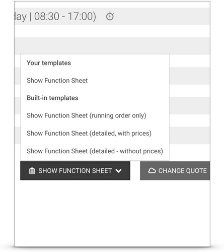 Custom function sheet template & built-in templates