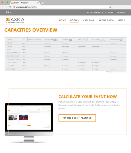 Eventmachine meeting planner on axica.de