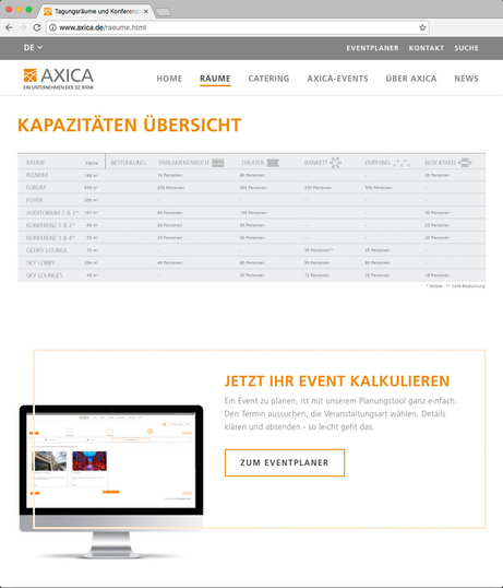 Eventmachine meeting Planer auf axica.de