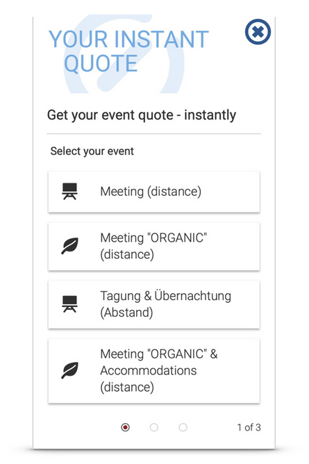 Eventmachine IQ instant quote for all types of individual events