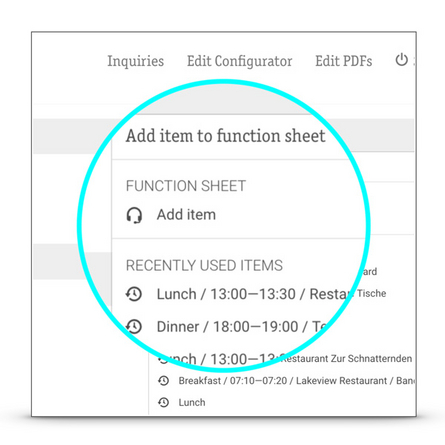Recently used items for faster function sheet creation Recently used items for faster function sheet creation