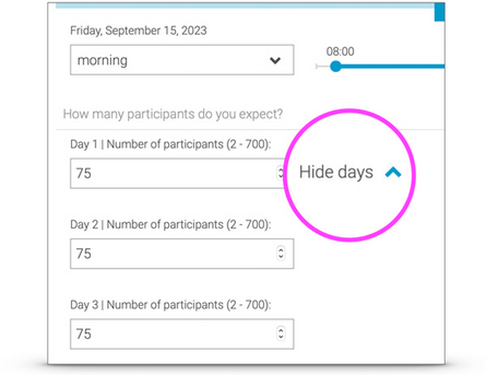 More intuitive collection of different pax numbers for multi-day events