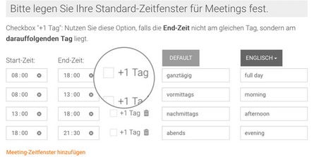 Zeitfenster flexibel einstellbar