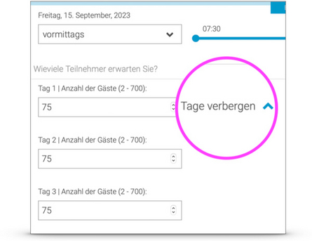 Intuitivere Erfassung unterschiedlicher Pax-Anzahlen bei mehrtägigen Veranstaltungen