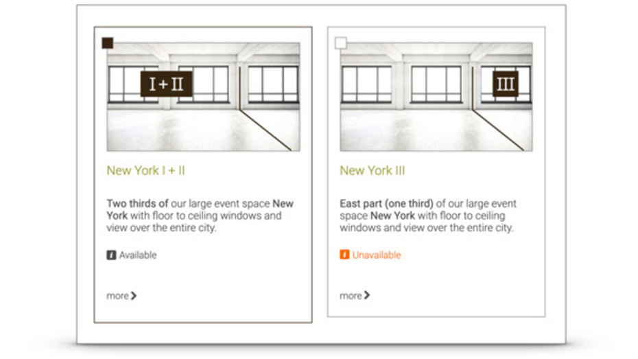 Correct display of availabilities even for divisible event spaces