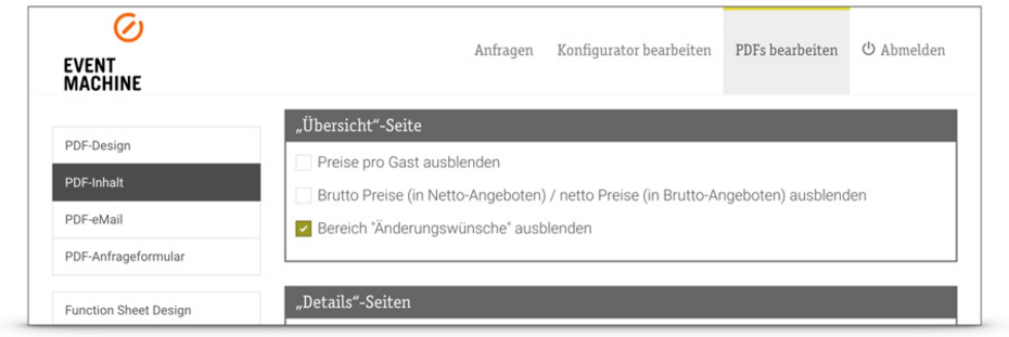 Eigenständige Änderung der Event Konfiguration durch den Kunden optional unterbinden Eigenständige Änderung der Event Konfiguration durch den Kunden optional unterbinden