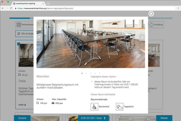 Events mit Software direkt auf der Hotel-Website planen - eventmachine