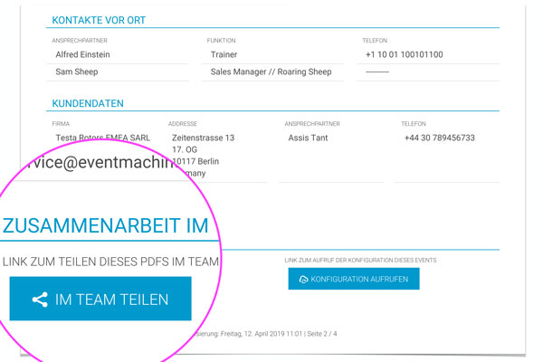 Informationen mit der Kundin und im Team teilen, Details vor dem Event mit allen Beteiligten abstimmen - eventmachine Informationen mit der Kundin und im Team teilen, Details vor dem Event mit allen Beteiligten abstimmen - eventmachine