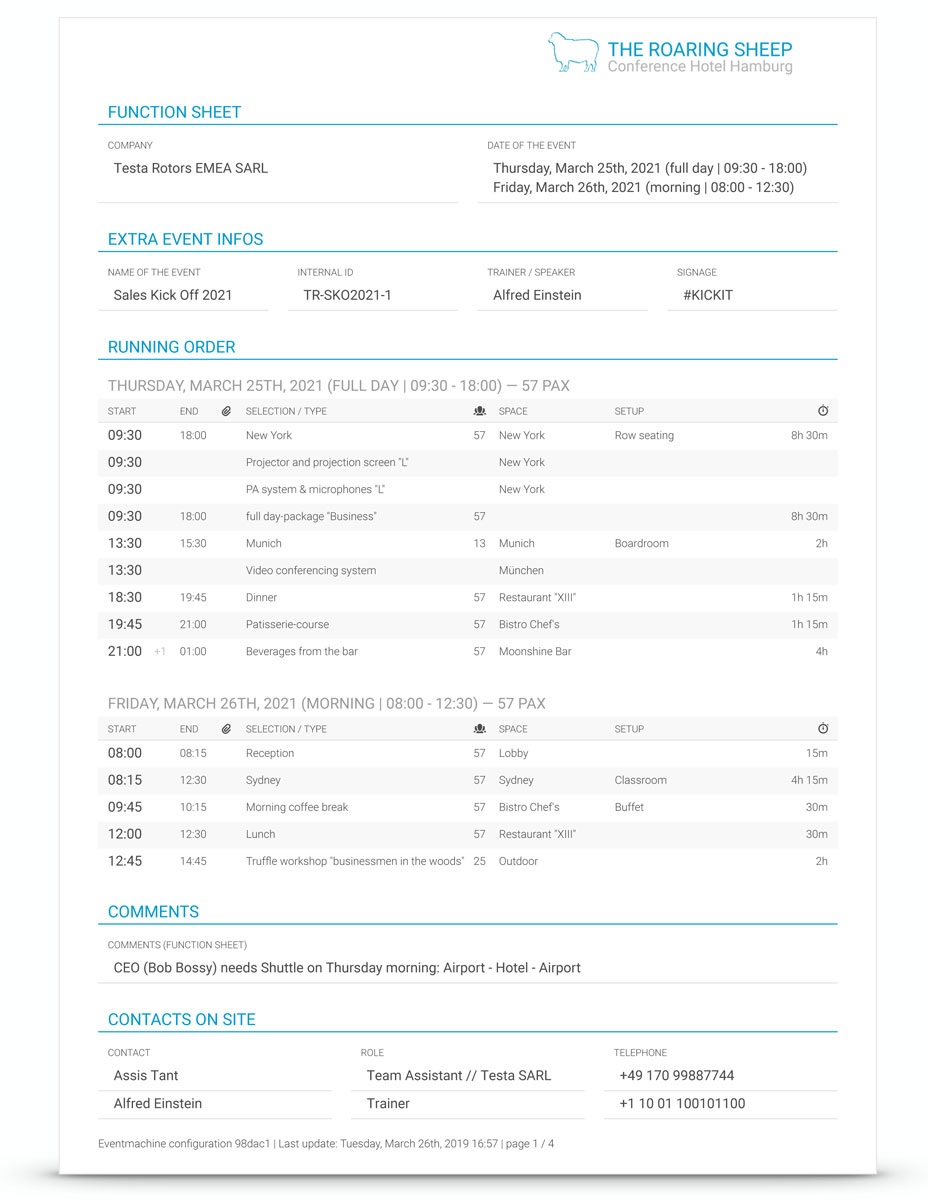Automated Event Function Sheet Templates EVENTMACHINE